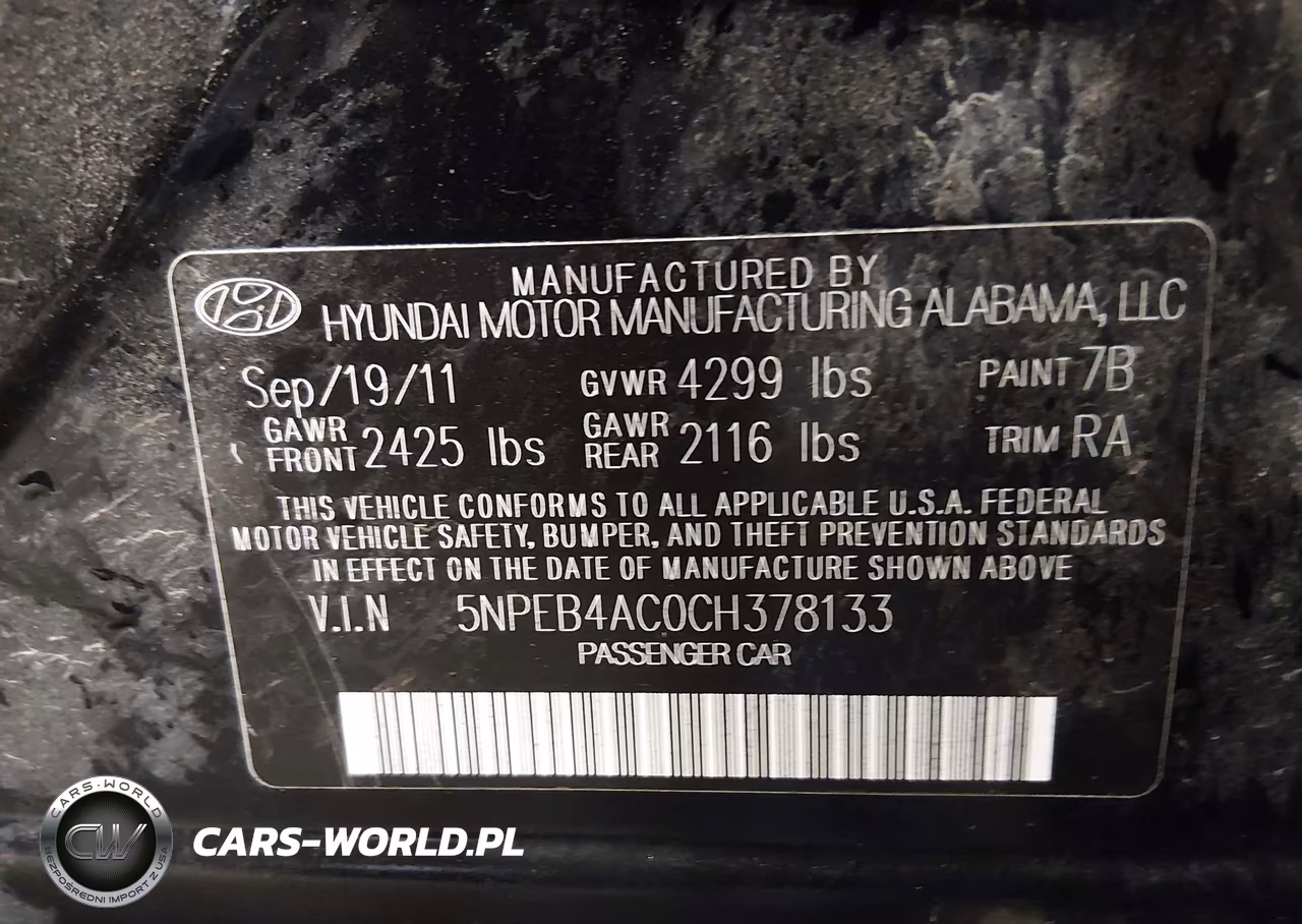 2012 Hyundai Sonata Gls VIN:5NPEB4AC0CH378133 - 9