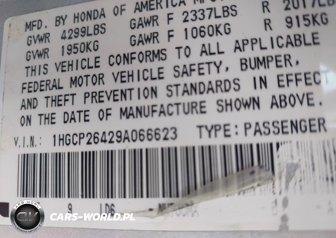2009 Honda Accord 2.4 Lx-P VIN:1HGCP26429A066623 - 9