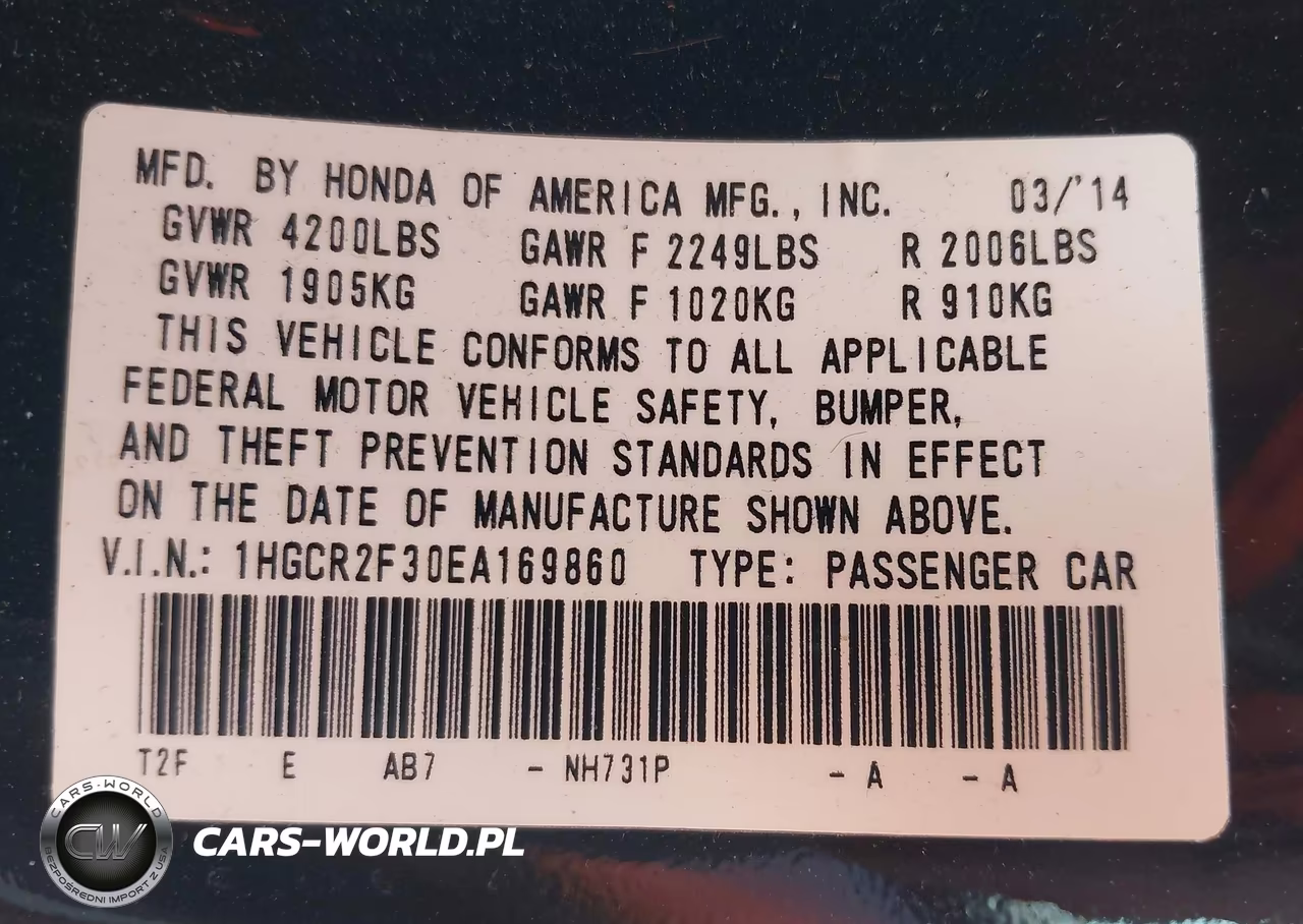 2014 Honda Accord Lx VIN:1HGCR2F30EA169860 - 9