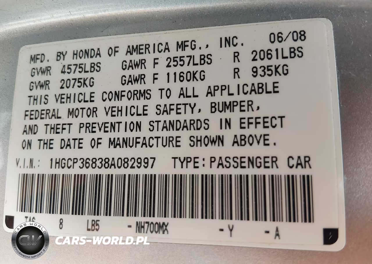 2008 Honda Accord 3.5 Ex-L VIN:1HGCP36838A082997 - 9