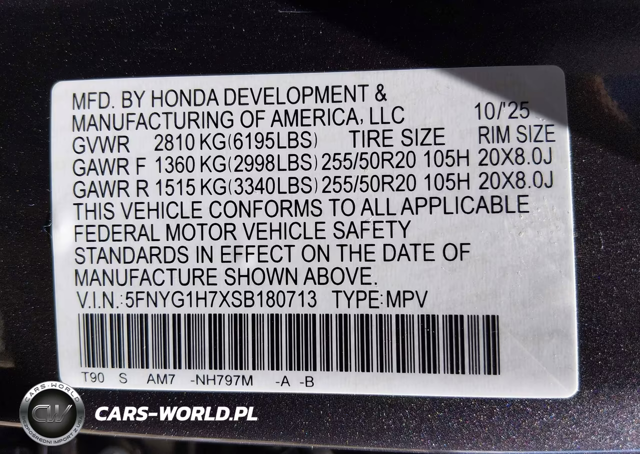 2025 Honda Pilot Touring VIN:5FNYG1H7XSB180713 - 9