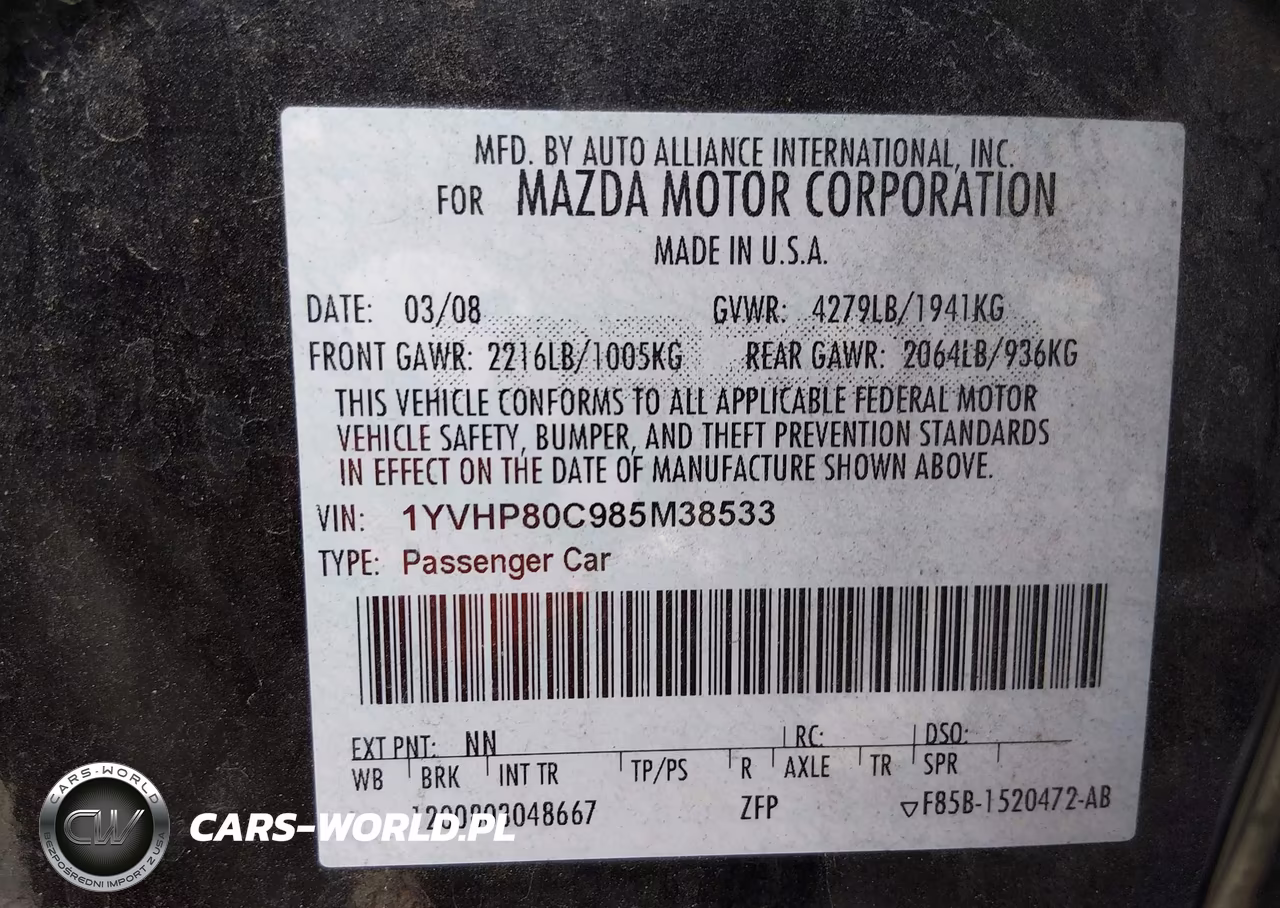 2008 Mazda Mazda6 I Sport Ve VIN:1YVHP80C985M38533 - 9