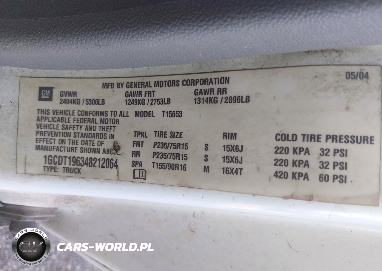 2004 Chevrolet Colorado VIN:1GCDT196348212064 - 9