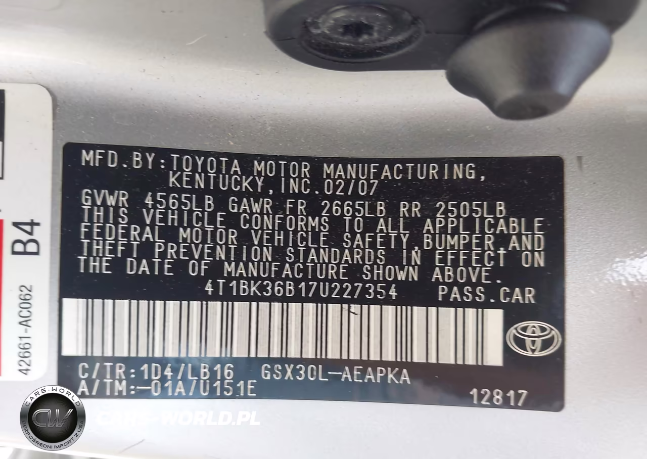 2007 Toyota Avalon Limited VIN:4T1BK36B17U227354 - 9
