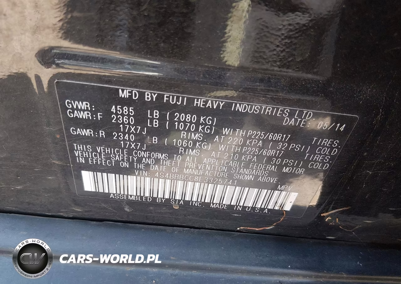 2014 Subaru Outback 2.5I Premium VIN:4S4BRBCC8E3325741 - 9