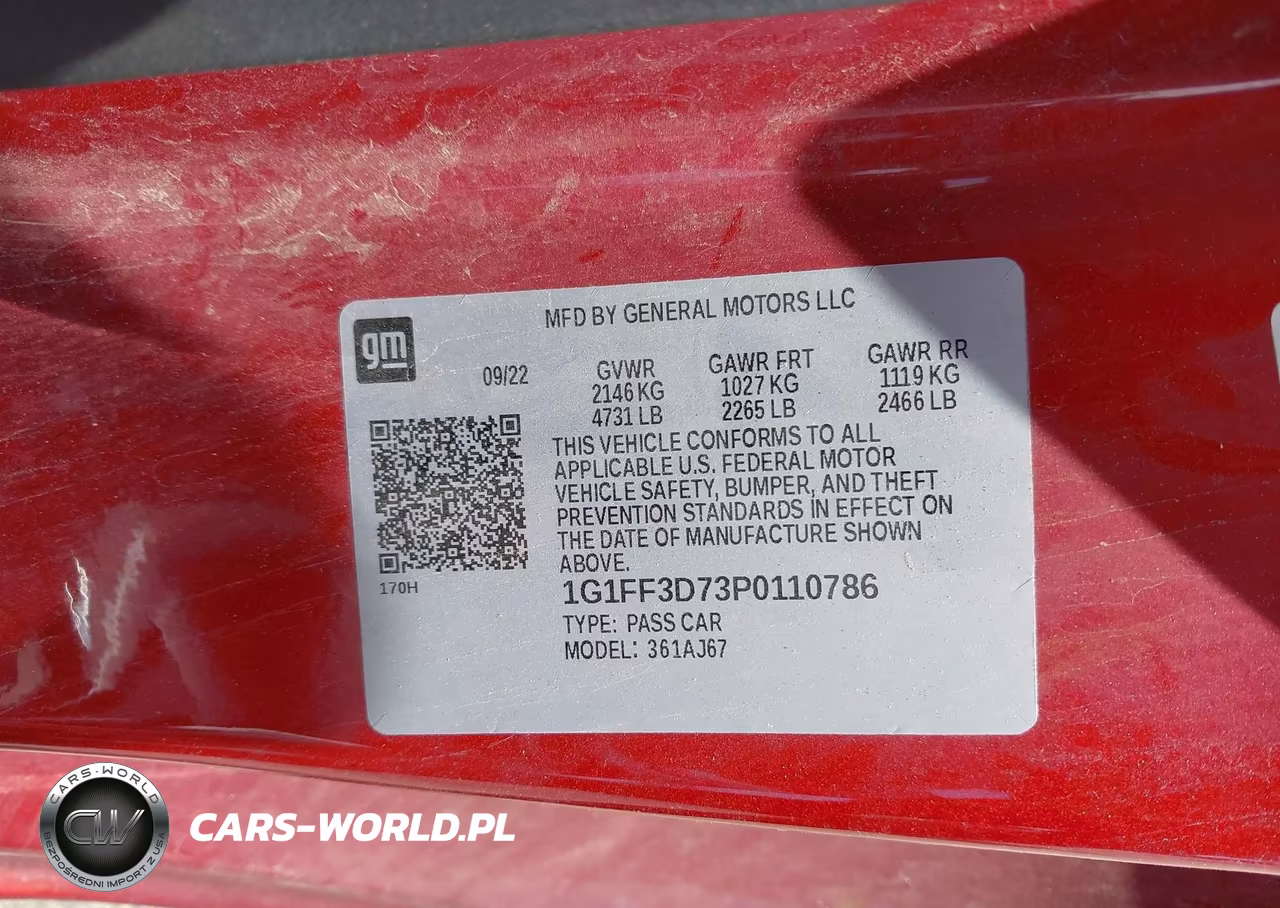 2023 Chevrolet Camaro Rwd 1Ss VIN:1G1FF3D73P0110786 - 9