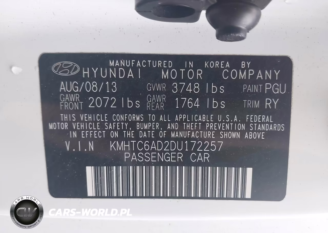 2013 Hyundai Veloster Base W-Black VIN:KMHTC6AD2DU172257 - 9