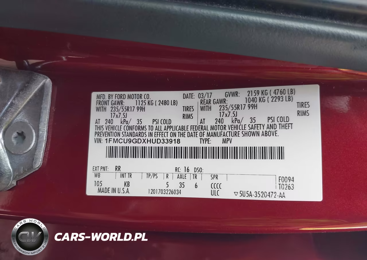2017 Ford Escape Se VIN:1FMCU9GDXHUD33918 - 9