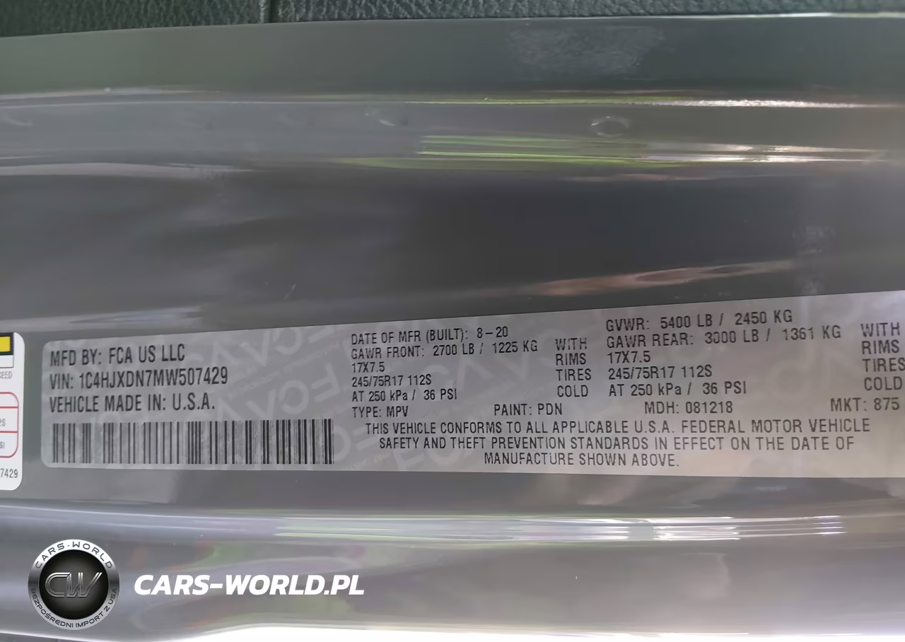 2021 Jeep Wrangler Unlimited Sport S 4X4 VIN:1C4HJXDN7MW507429 - 9