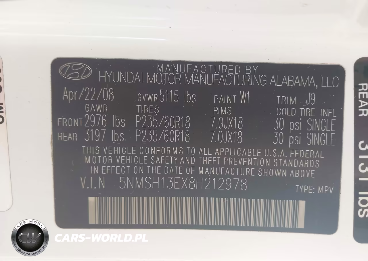 2008 Hyundai Santa Fe Limited-Se VIN:5NMSH13EX8H212978 - 9