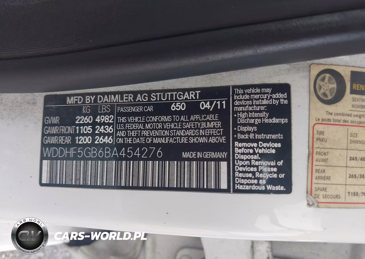 2011 Mercedes-Benz E 350 VIN:WDDHF5GB6BA454276 - 9