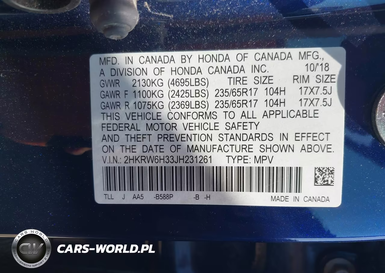 2018 Honda Cr-V Lx VIN:2HKRW6H33JH231261 - 9