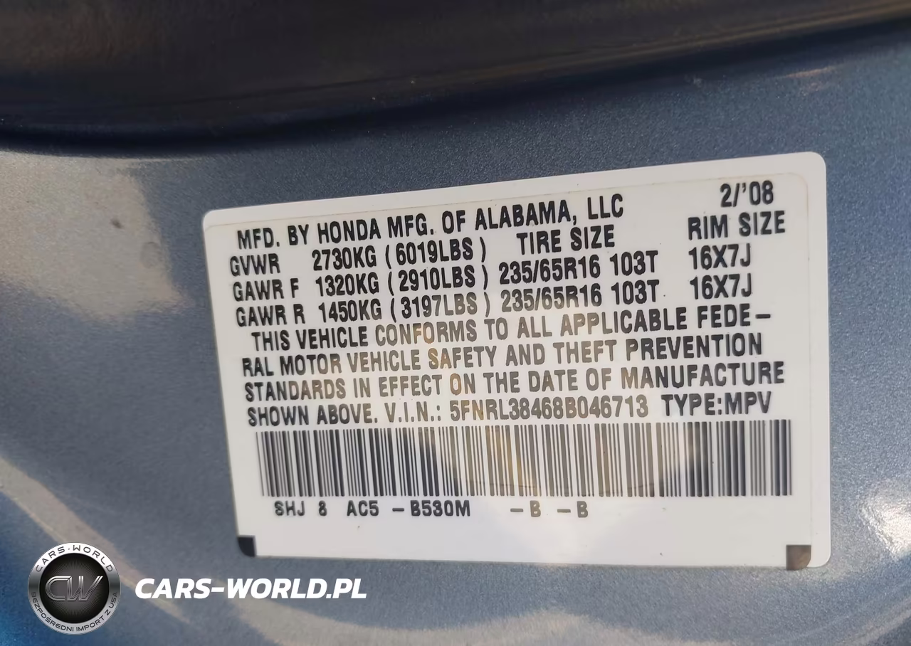 2008 Honda Odyssey Ex VIN:5FNRL38468B046713 - 9
