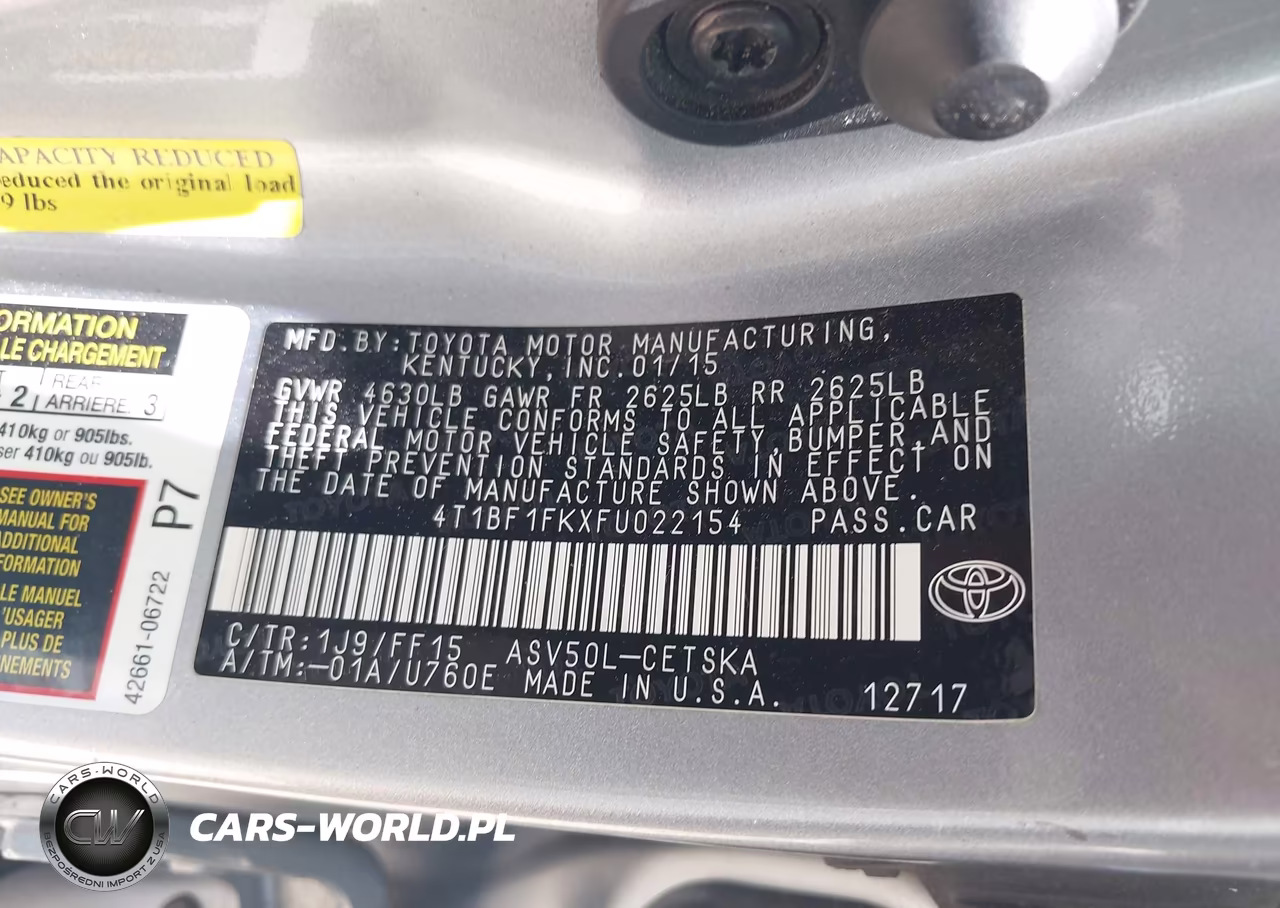 2015 Toyota Camry Se VIN:4T1BF1FKXFU022154 - 9