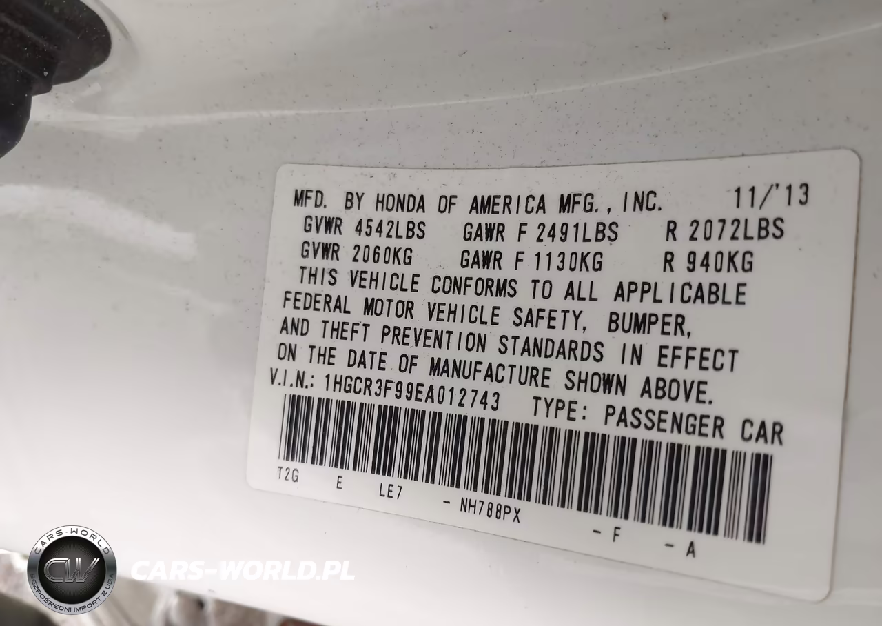 2014 Honda Accord Touring VIN:1HGCR3F99EA012743 - 9