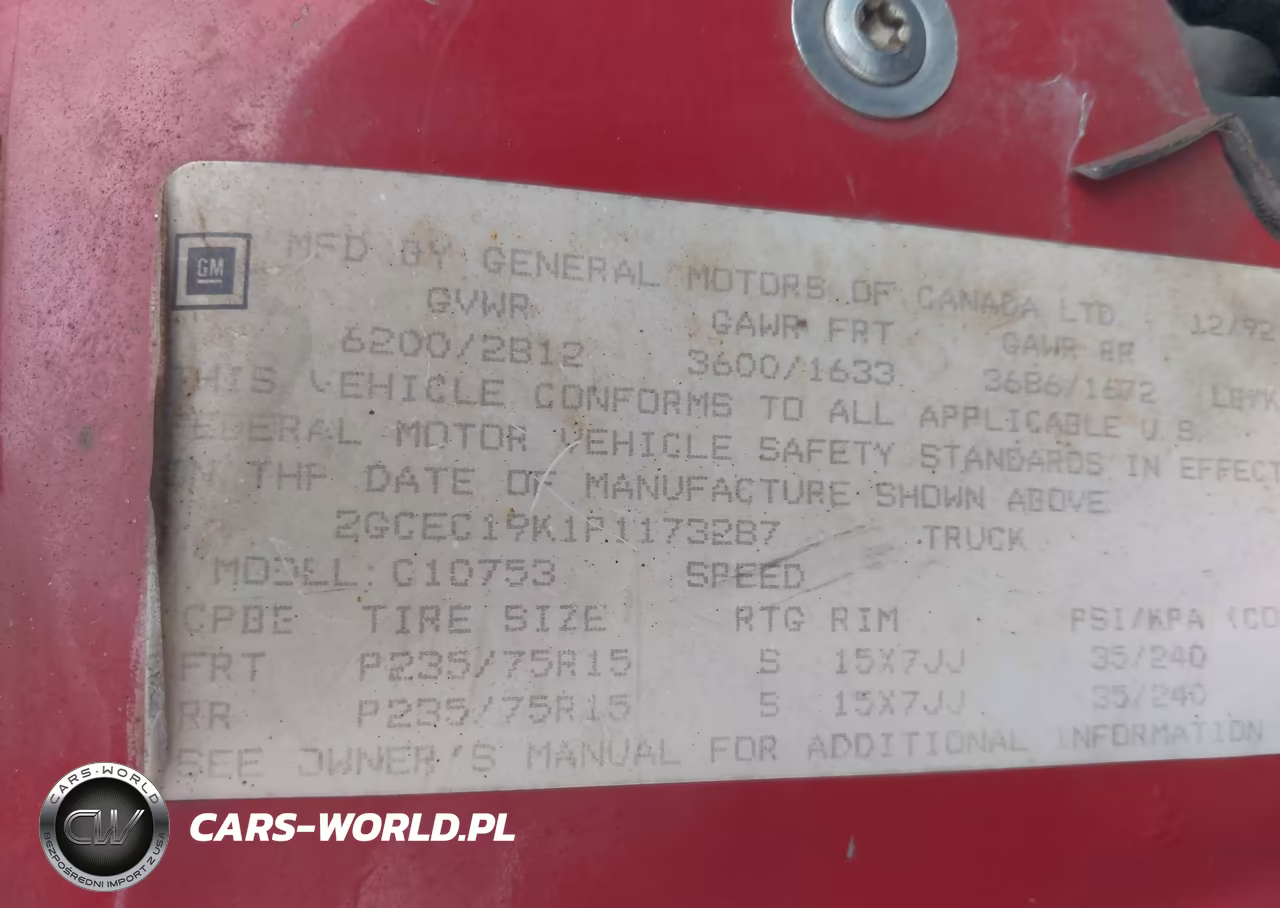 1993 Chevrolet Gmt-400 C1500 VIN:2GCEC19K1P1173287 - 9