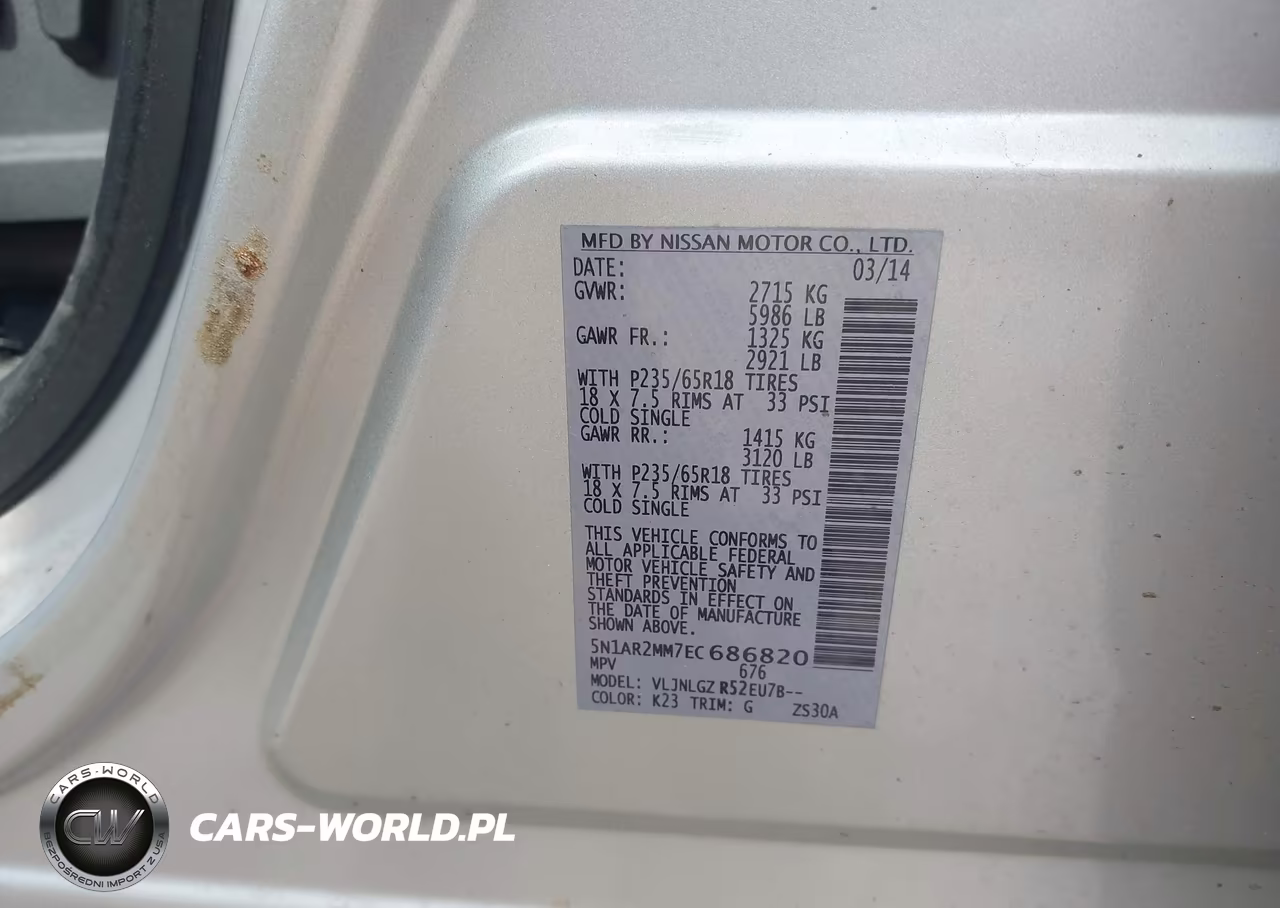 2014 Nissan Pathfinder Sl VIN:5N1AR2MM7EC686820 - 9