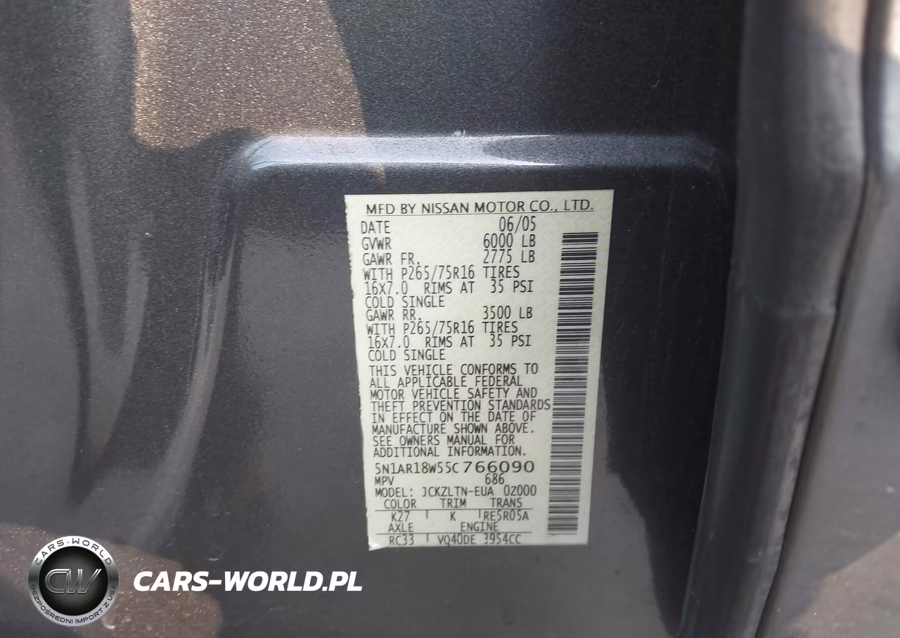 2005 Nissan Pathfinder Se Off-Road VIN:5N1AR18W55C766090 - 9