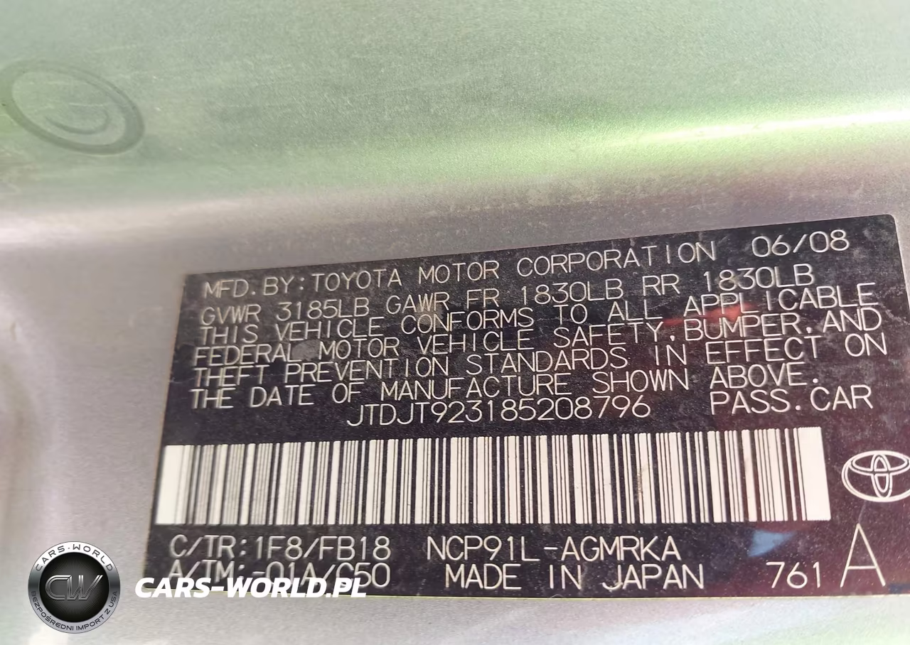 2008 Toyota Yaris VIN:JTDJT923185208796 - 9