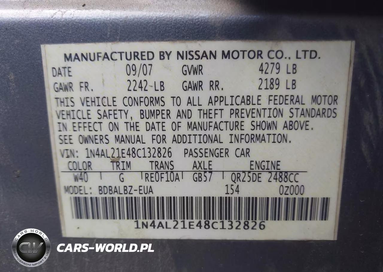 2008 Nissan Altima 2.5 S VIN:1N4AL21E48C132826 - 9