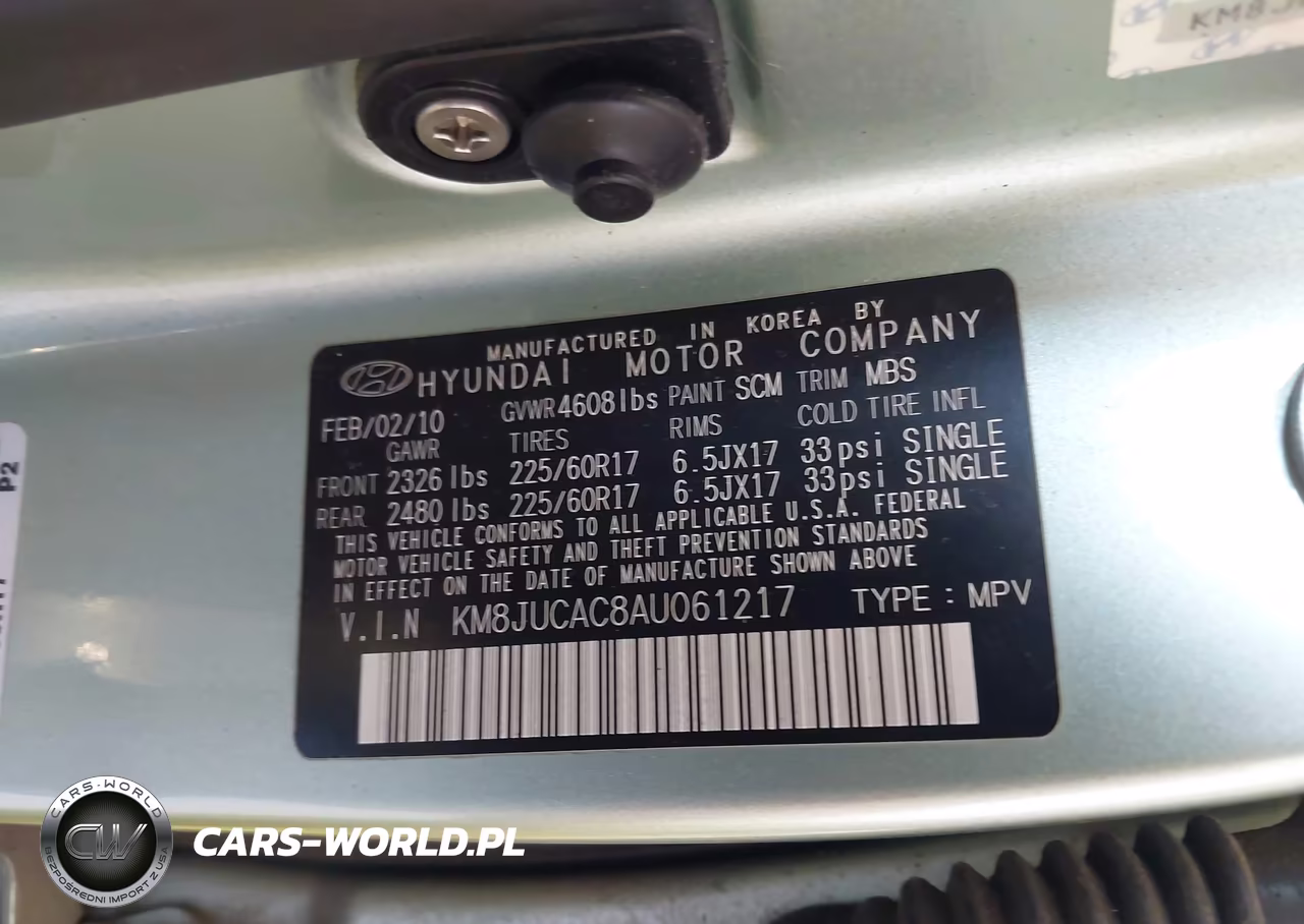2010 Hyundai Tucson Gls VIN:KM8JUCAC8AU061217 - 9