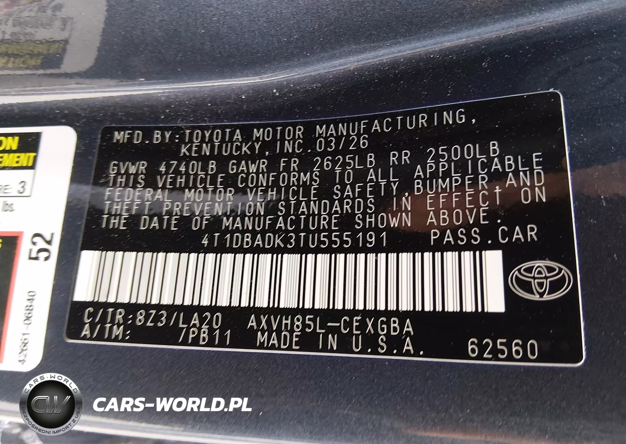 2026 Toyota Camry Xle VIN:4T1DBADK3TU555191 - 9