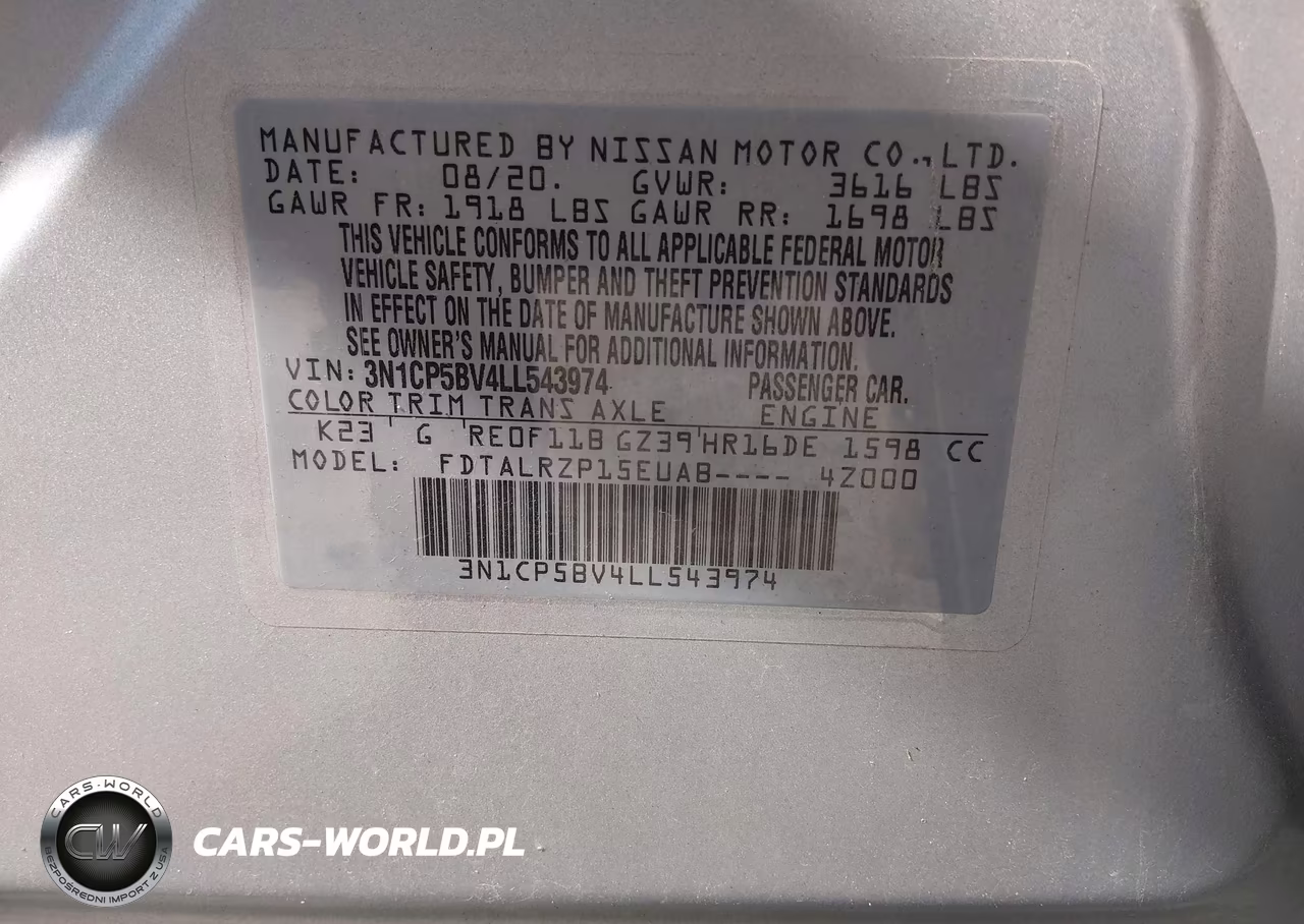 2020 Nissan Kicks S Xtronic Cvt VIN:3N1CP5BV4LL543974 - 9