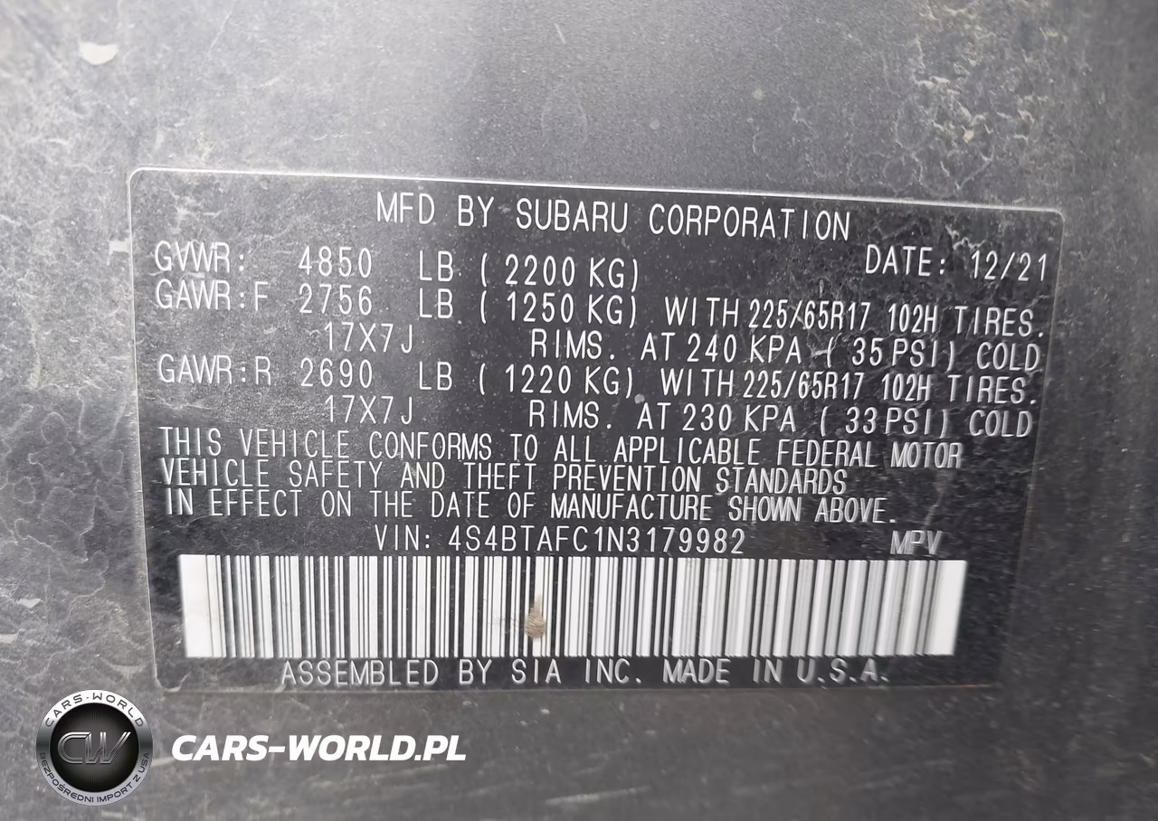 2022 Subaru Outback Premium VIN:4S4BTAFC1N3179982 - 9