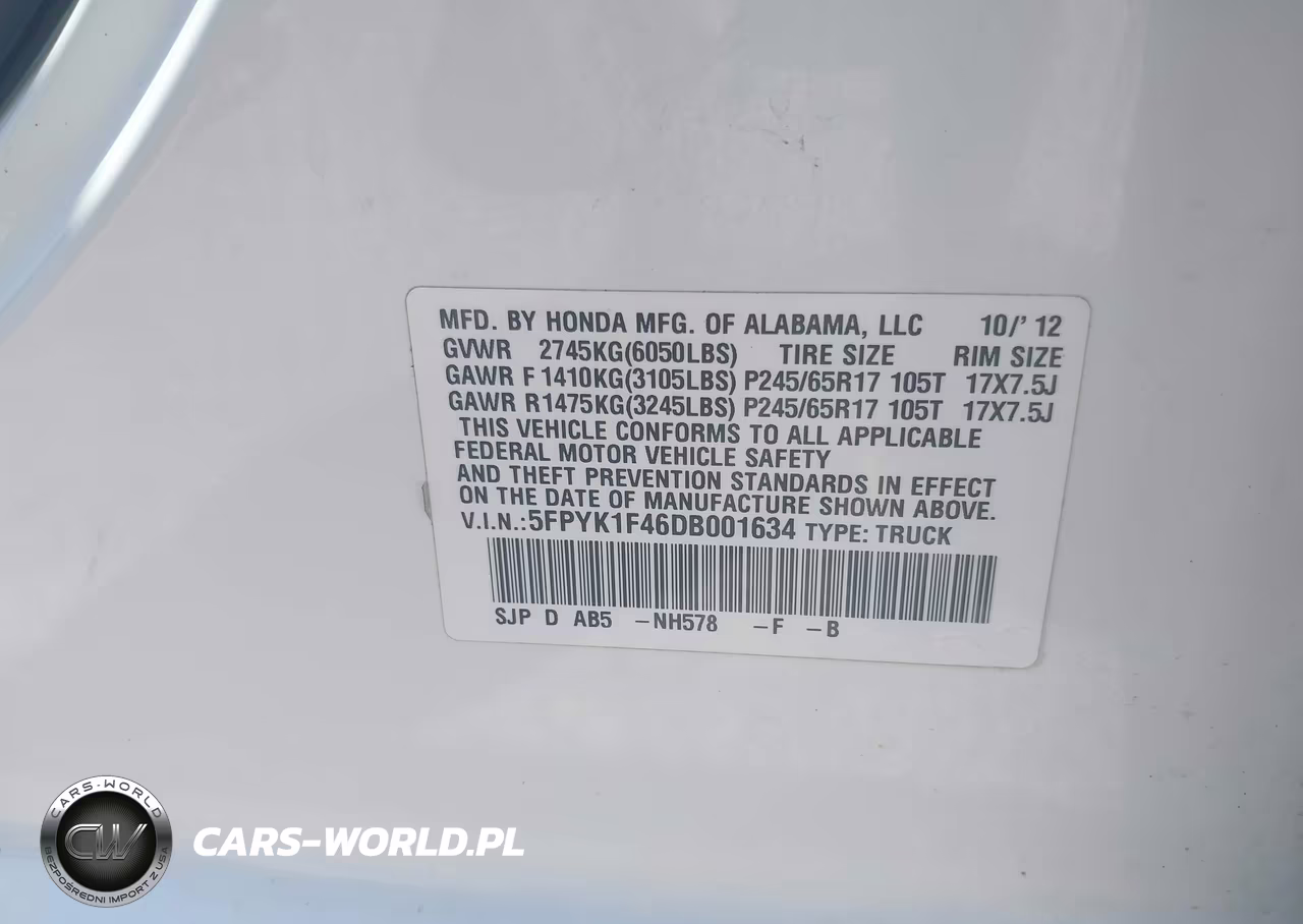 2013 Honda Ridgeline Rts VIN:5FPYK1F46DB001634 - 9