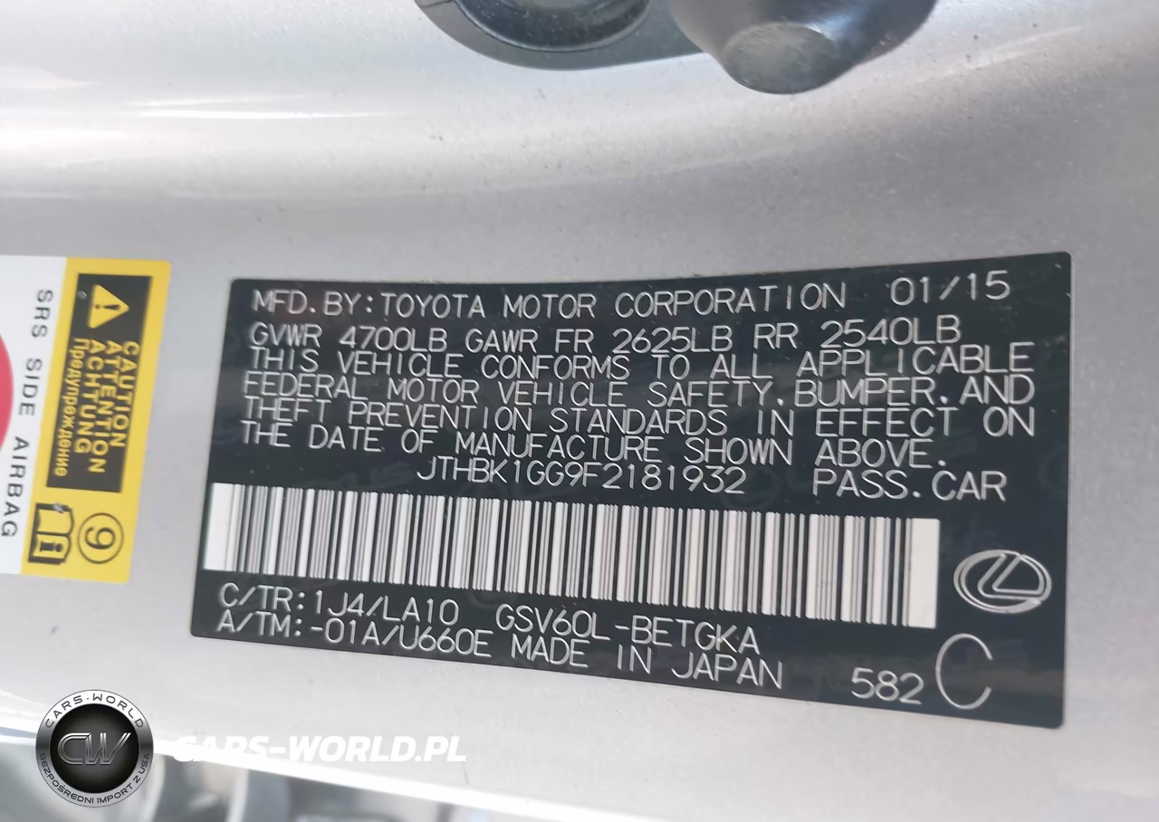2015 Lexus Es 350 VIN:JTHBK1GG9F2181932 - 9