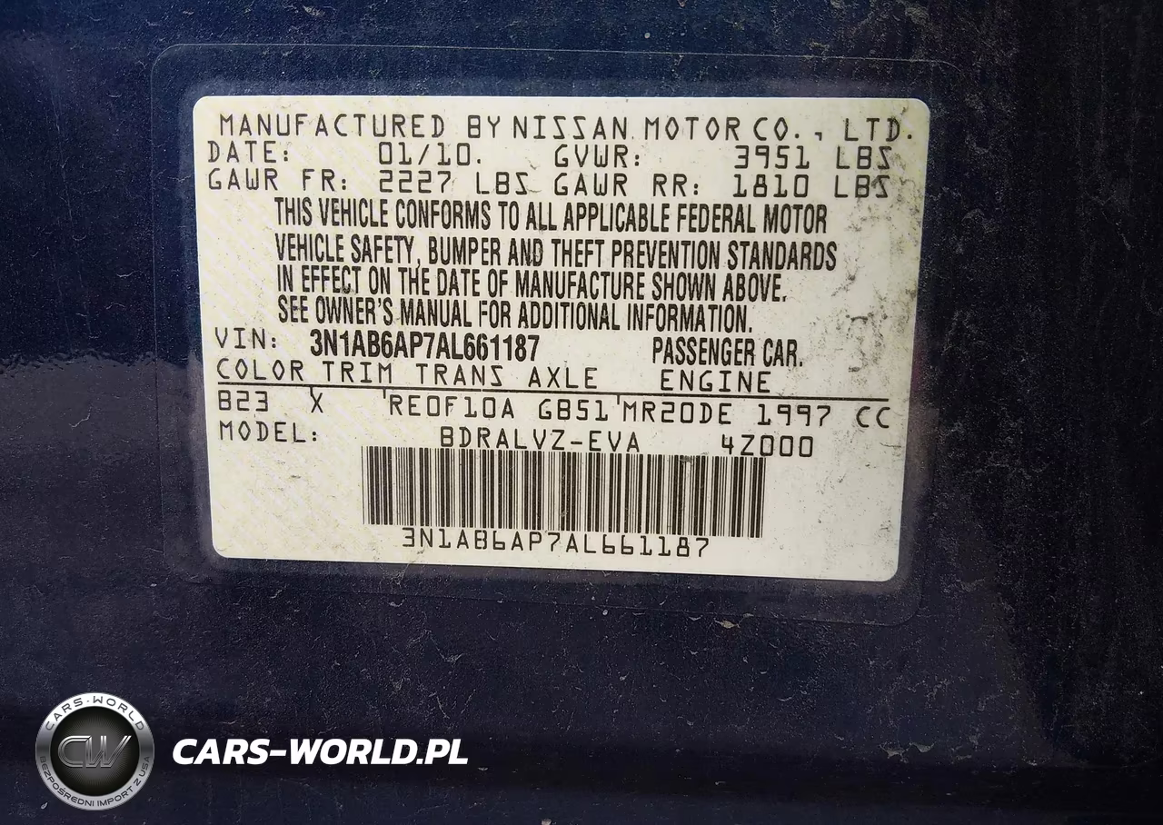 2010 Nissan Sentra 2.0Sl VIN:3N1AB6AP7AL661187 - 9