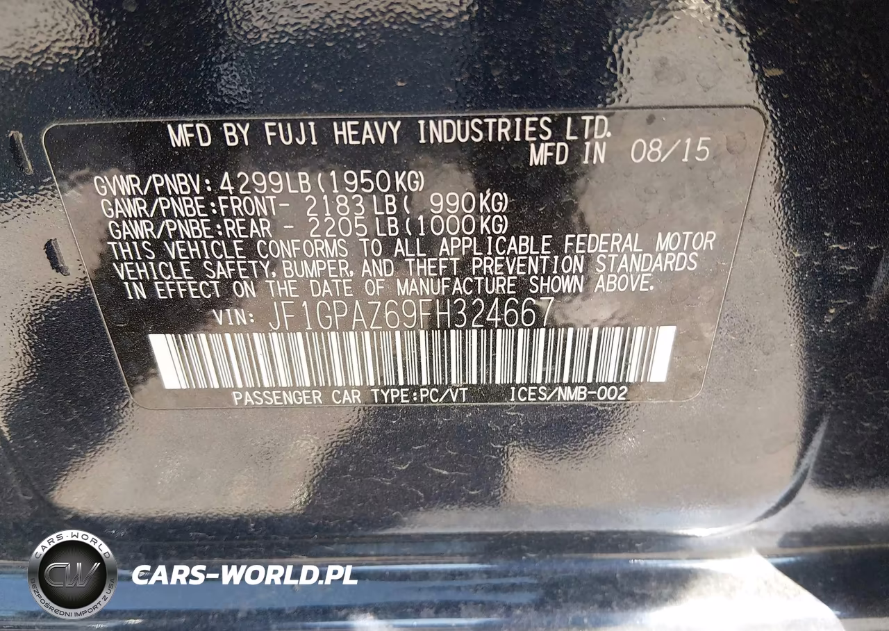 2015 Subaru Impreza 2.0I Sport Limited VIN:JF1GPAZ69FH324667 - 9