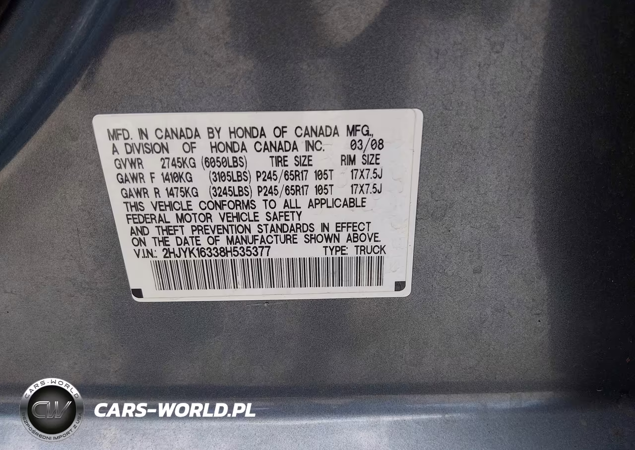 2008 Honda Ridgeline Rtx VIN:2HJYK16338H535377 - 9