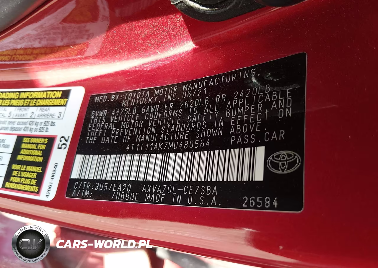 2021 Toyota Camry Se VIN:4T1T11AK7MU480564 - 9
