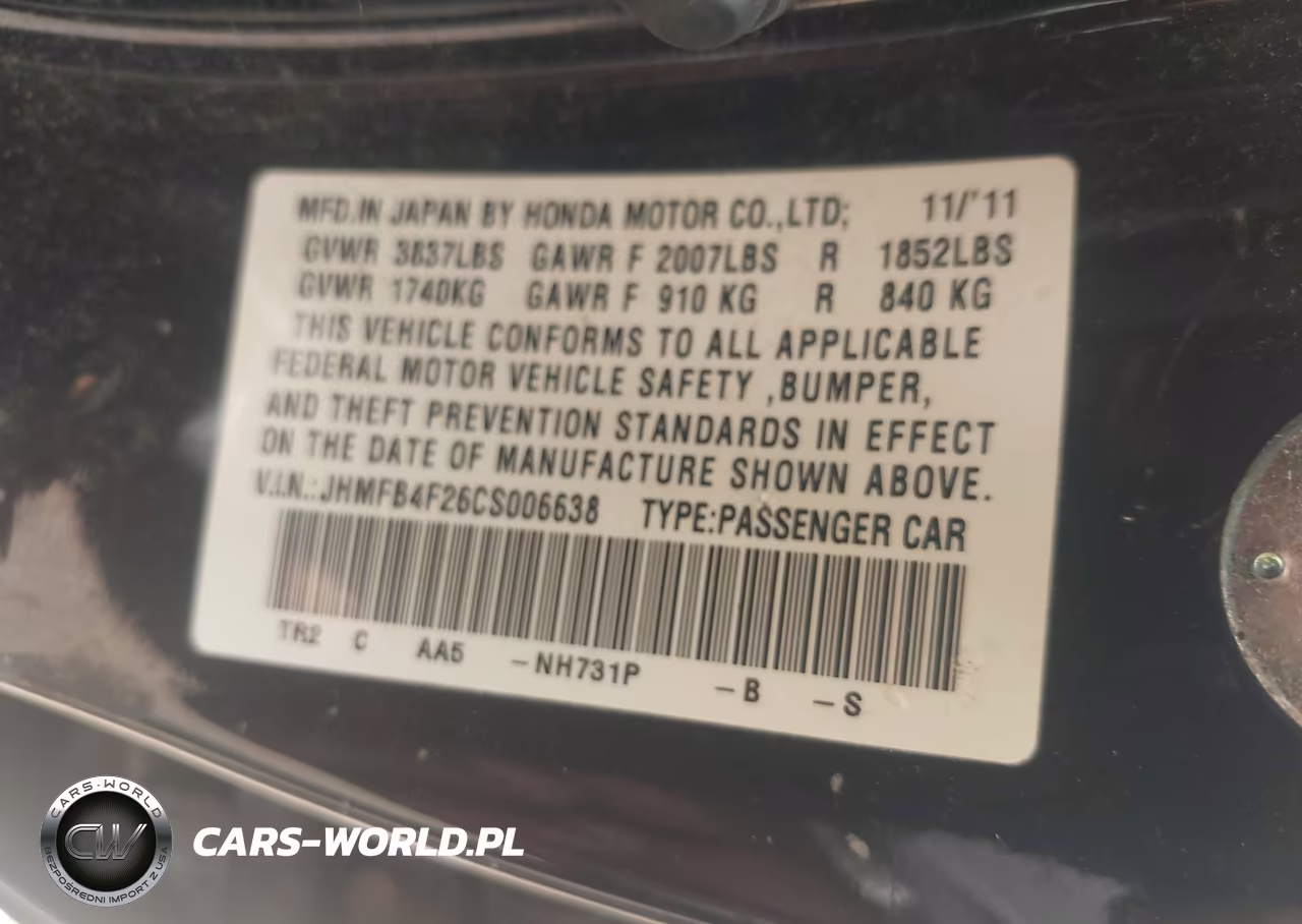 2012 Honda Civic Hybrid VIN:JHMFB4F26CS006638 - 9