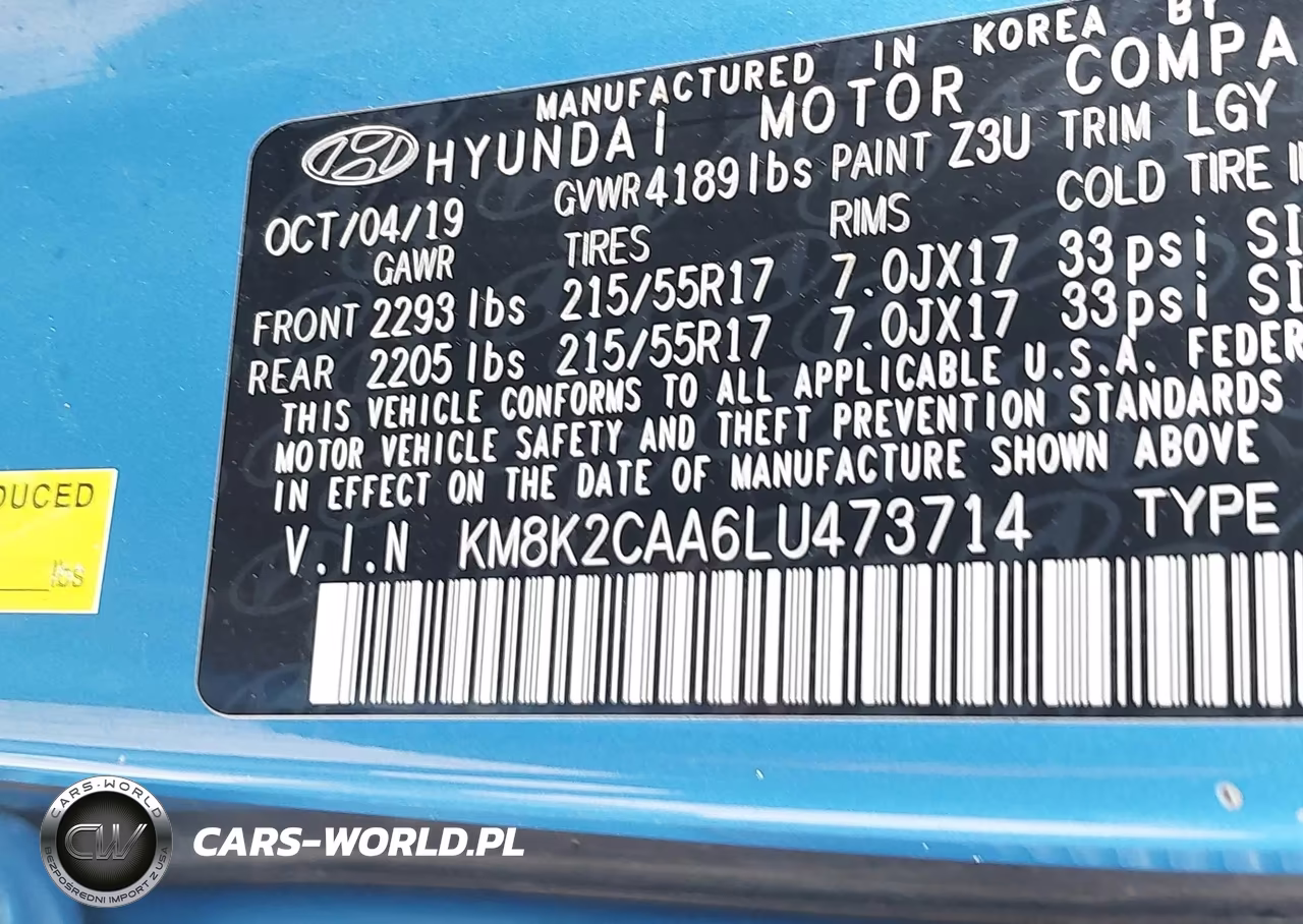 2020 Hyundai Kona Sel VIN:KM8K2CAA6LU473714 - 9