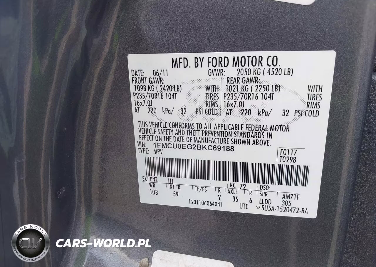 2011 Ford Escape Limited VIN:1FMCU0EG2BKC69188 - 9