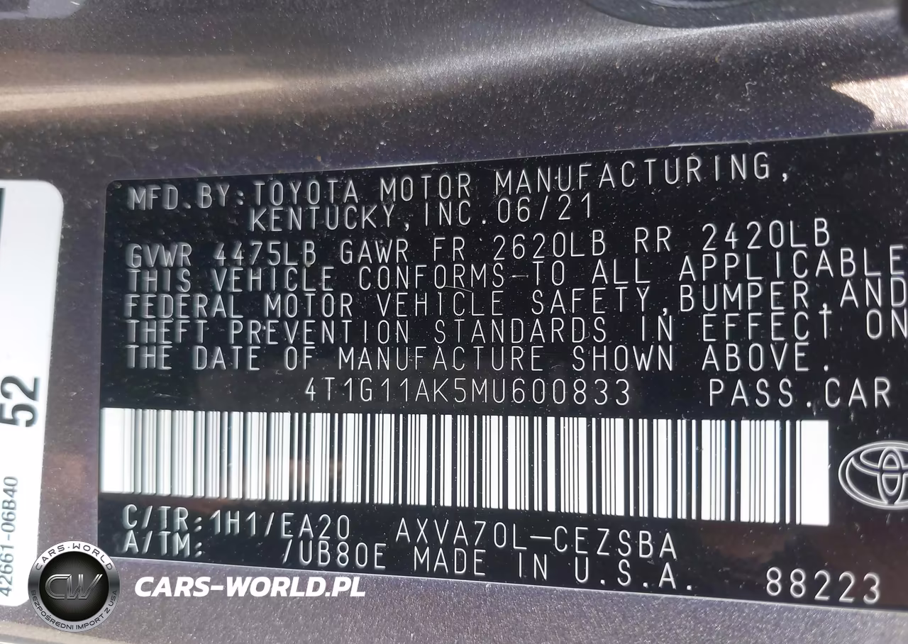 2021 Toyota Camry Se VIN:4T1G11AK5MU600833 - 9