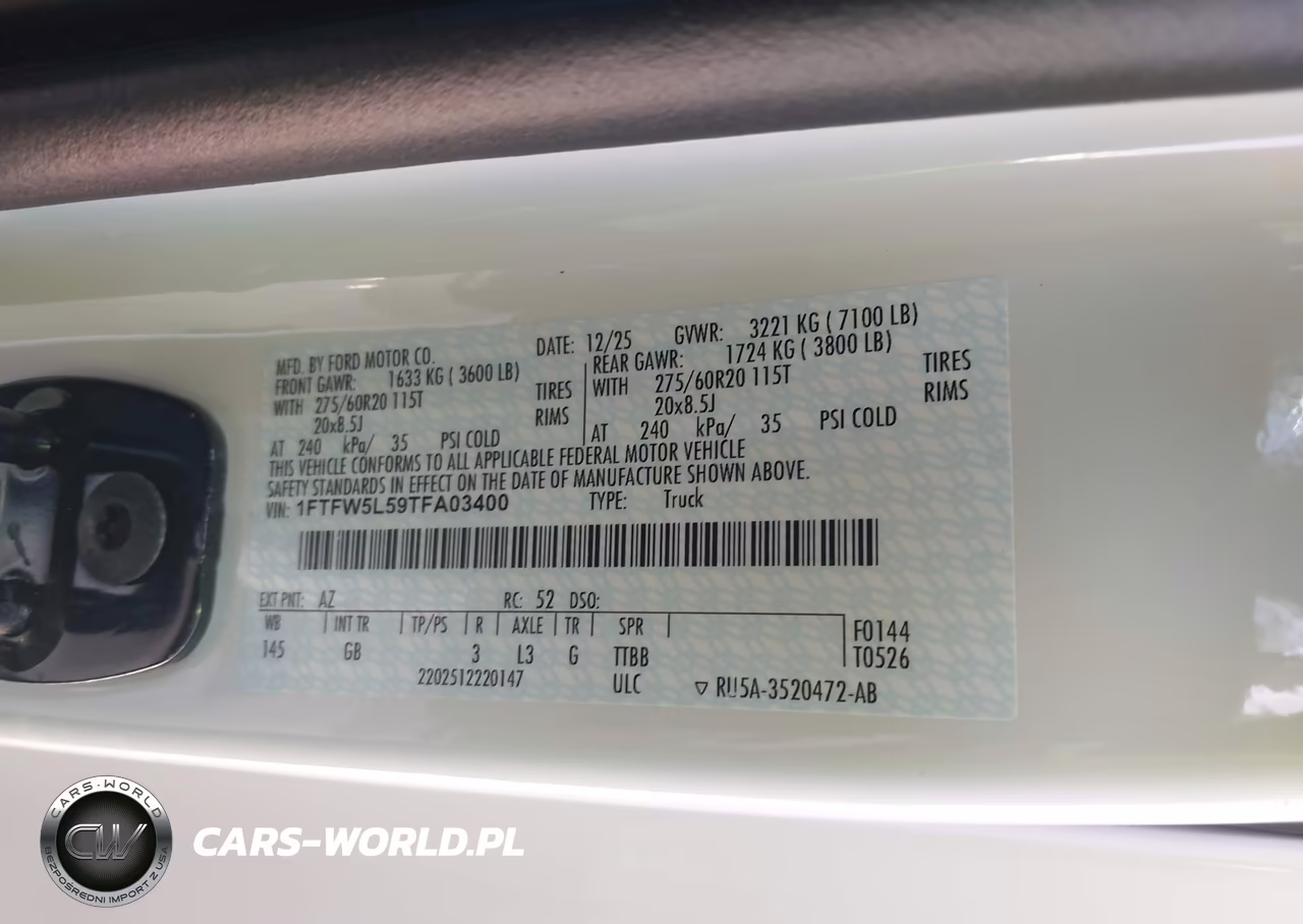 2026 Ford F-150 Lariat VIN:1FTFW5L59TFA03400 - 9