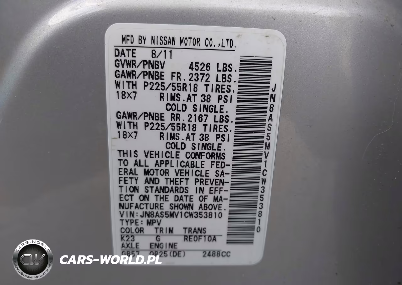 2012 Nissan Rogue Sv W-Sl Pkg VIN:JN8AS5MV1CW353810 - 9