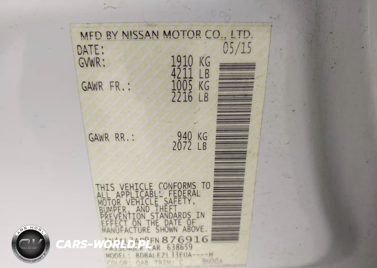 2015 Nissan Altima 2.5 S VIN:1N4AL3AP9FN876916 - 9