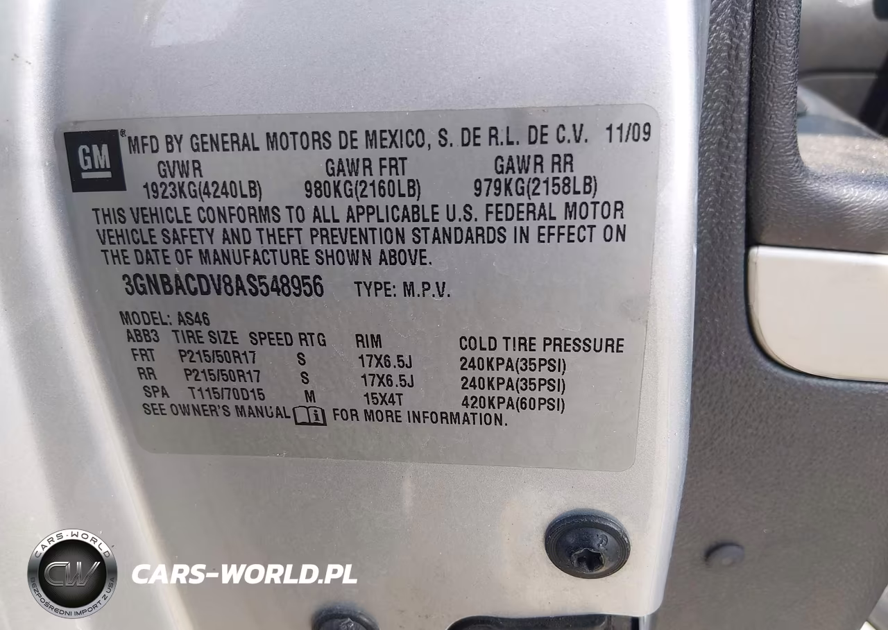 2010 Chevrolet Hhr Lt VIN:3GNBACDV8AS548956 - 9