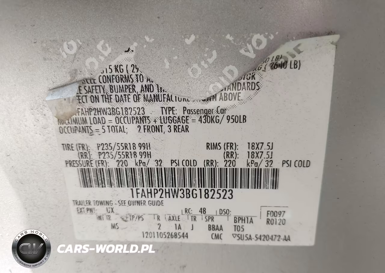 2011 Ford Taurus Sel VIN:1FAHP2HW3BG182523 - 9