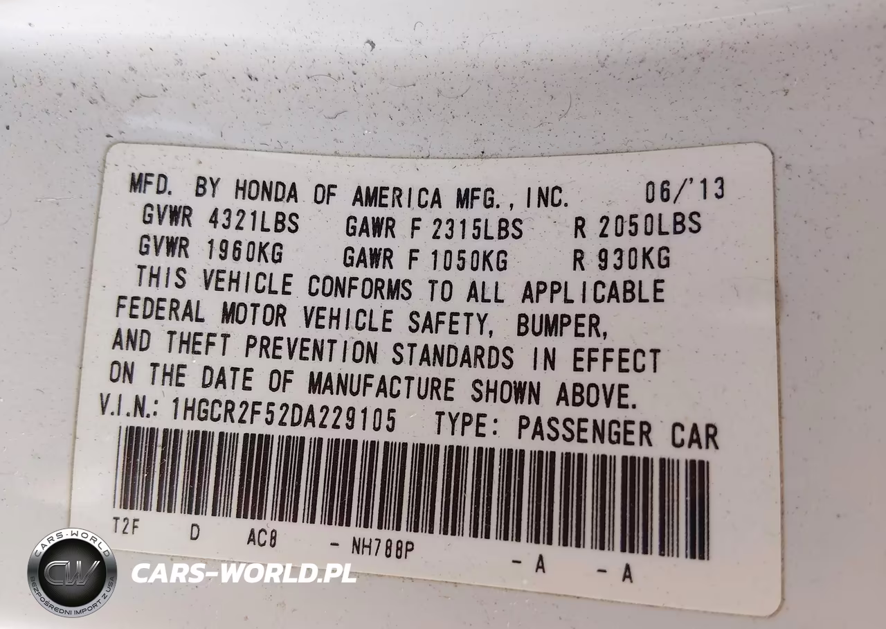 2013 Honda Accord Sport VIN:1HGCR2F52DA229105 - 9