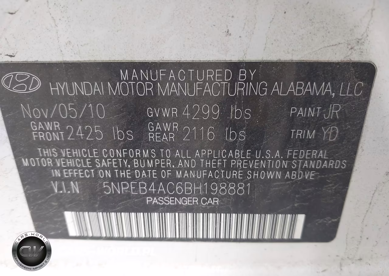 2011 Hyundai Sonata Gls VIN:5NPEB4AC6BH198881 - 9