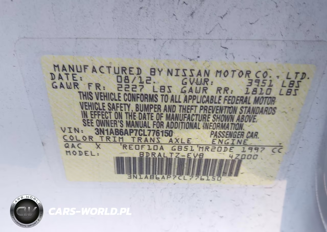 2012 Nissan Sentra 2.0 Sr VIN:3N1AB6AP7CL776150 - 9