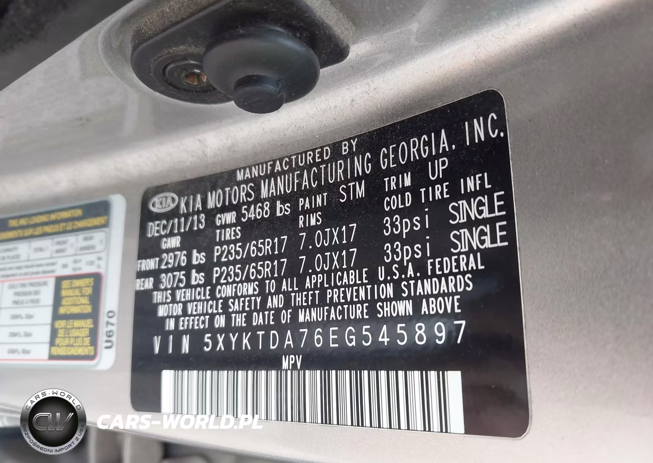 2014 Kia Sorento Lx V6 VIN:5XYKTDA76EG545897 - 9