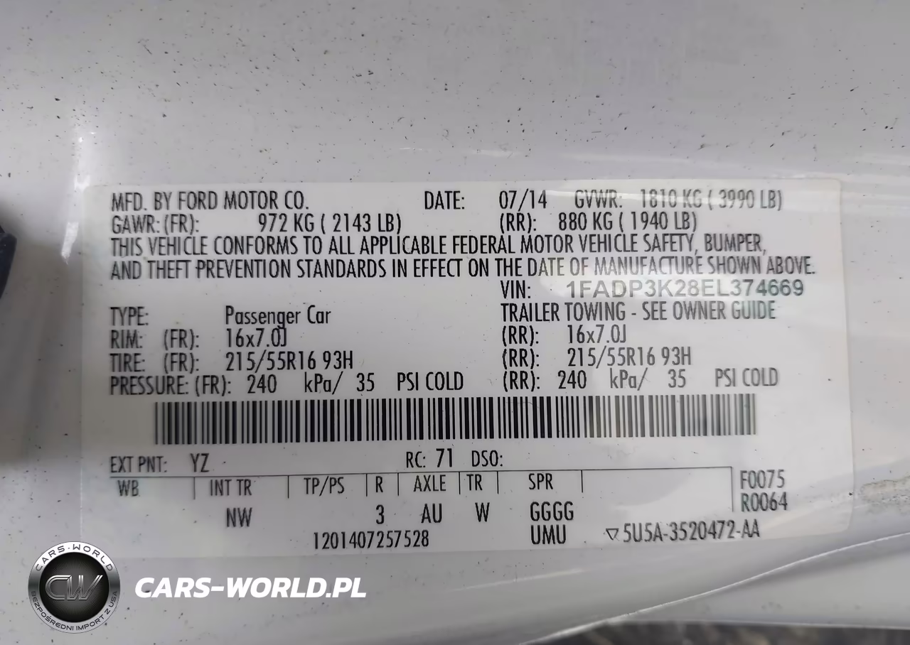 2014 Ford Focus Se VIN:1FADP3K28EL374669 - 9