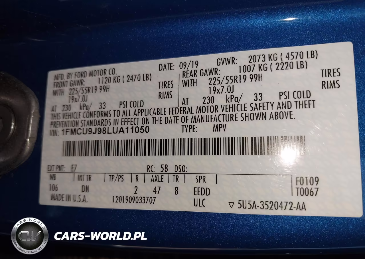 2020 Ford Escape Titanium VIN:1FMCU9J98LUA11050 - 9