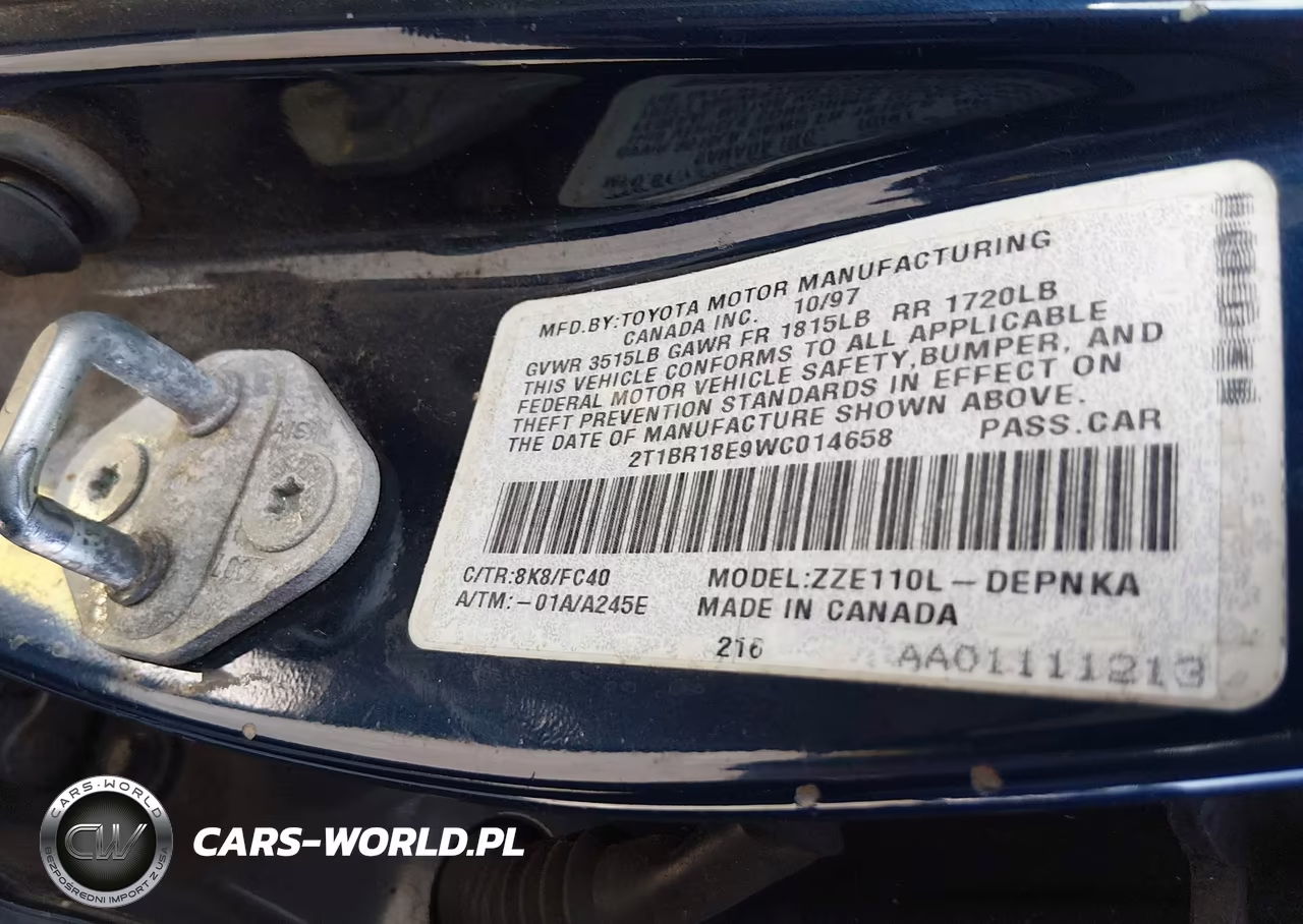1998 Toyota Corolla Le VIN:2T1BR18E9WC014658 - 9